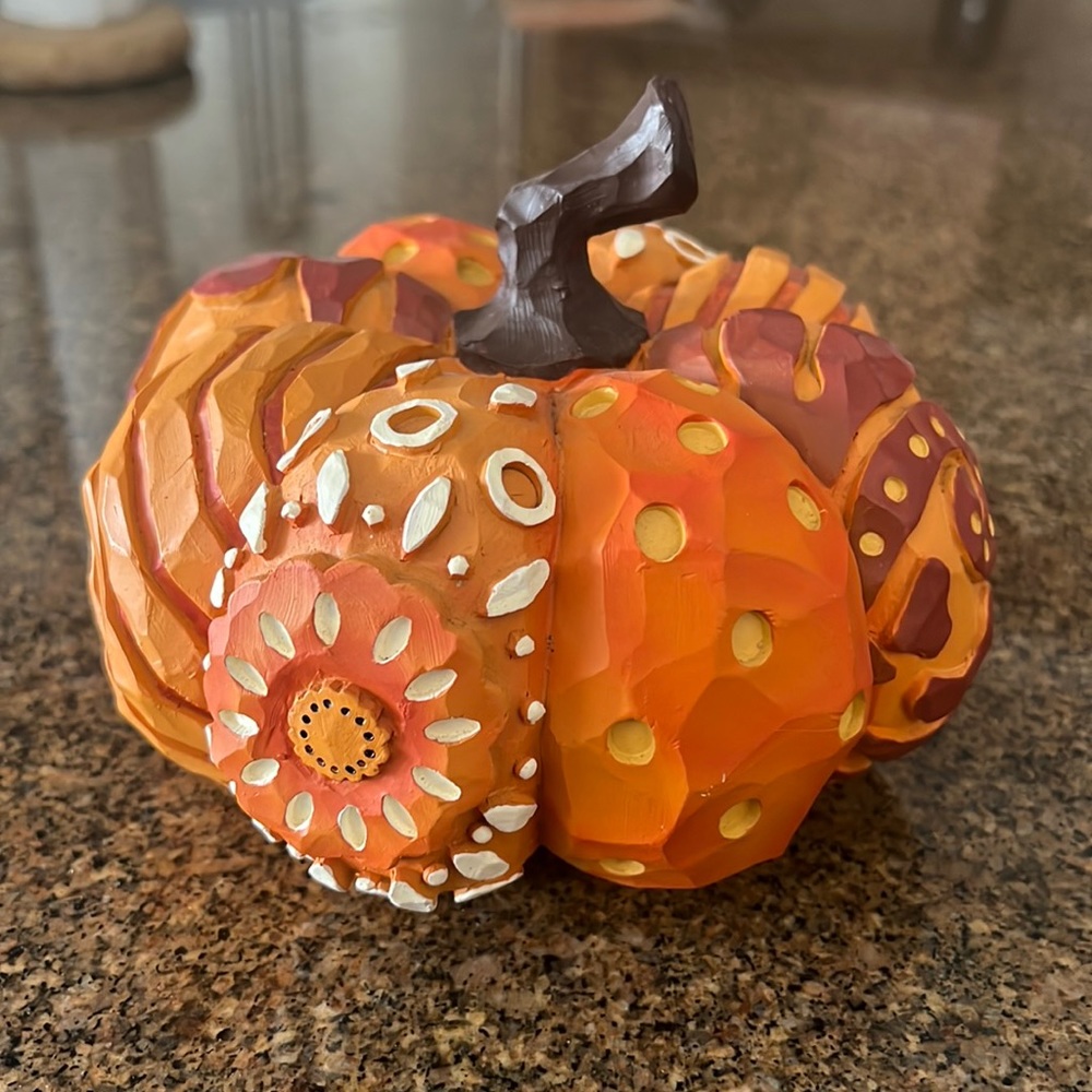 Wooden patterned pumpkin